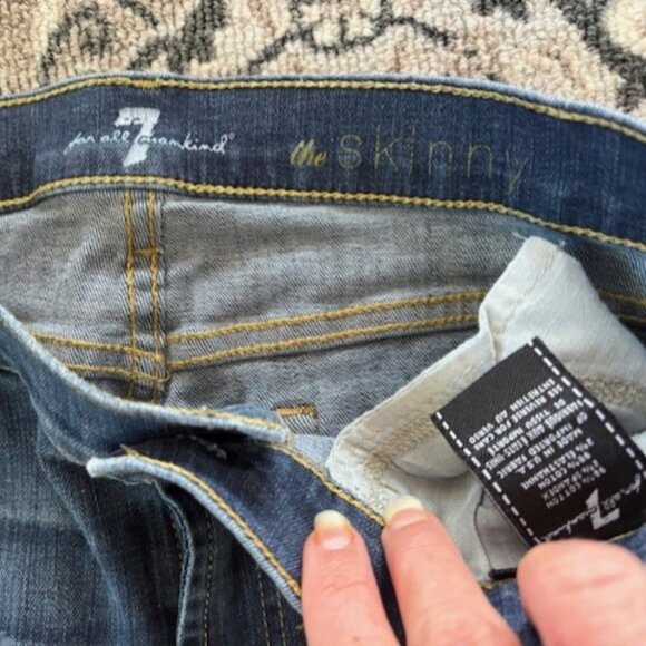 7 For All Mankind Skinny Jeans 32 Distressed Med Rise Wash Stretch Streetwear - Picture 9 of 10